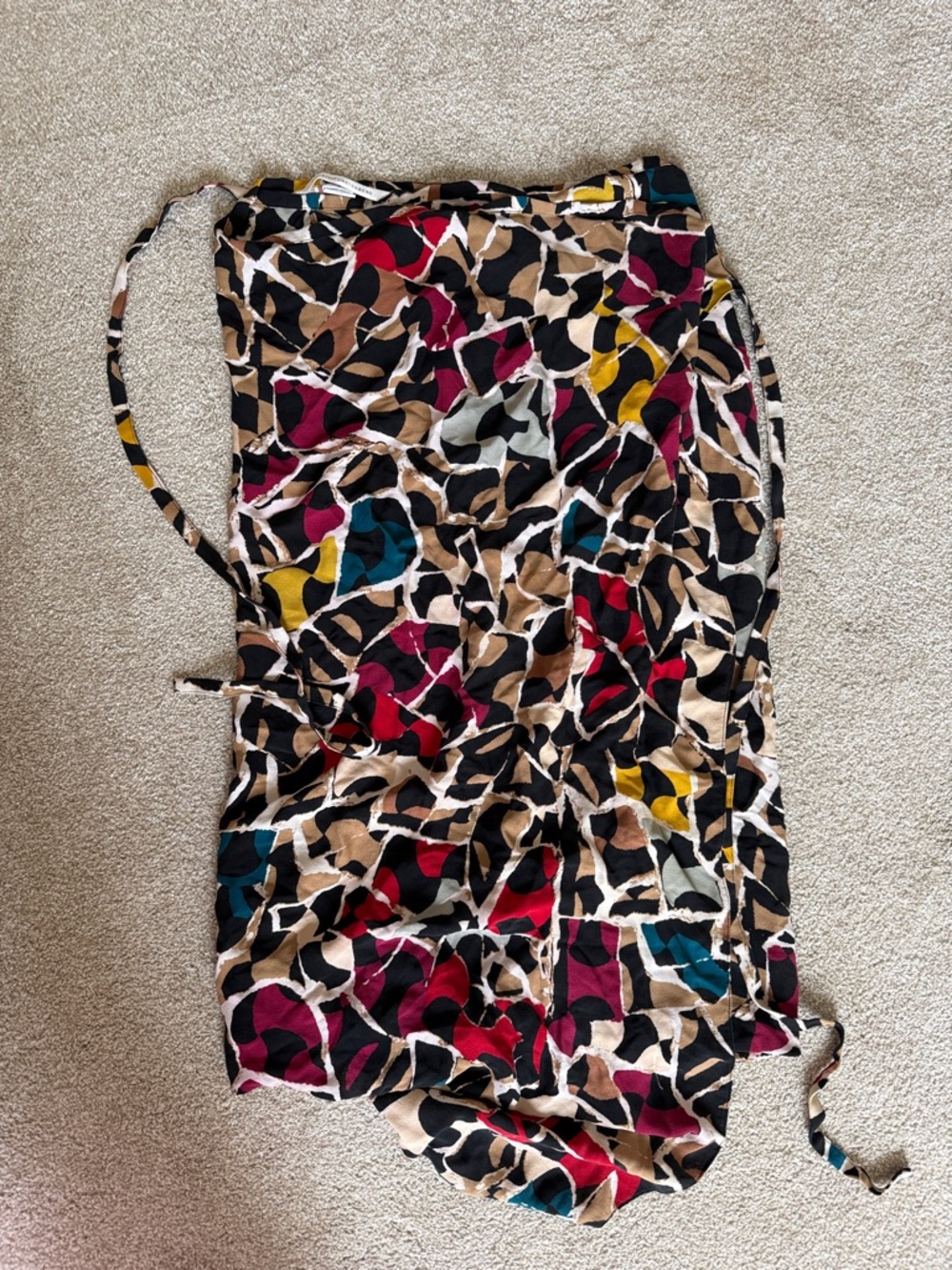 Diane von Furstenberg Black, Red & Teal Abstract Print wrap skirt Skirt